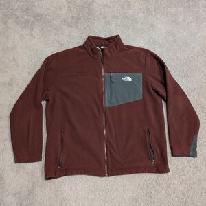 The North Face Mens Sherpa Lined Full Zip Timber Fleece Jacket Sz XXL Brick Red